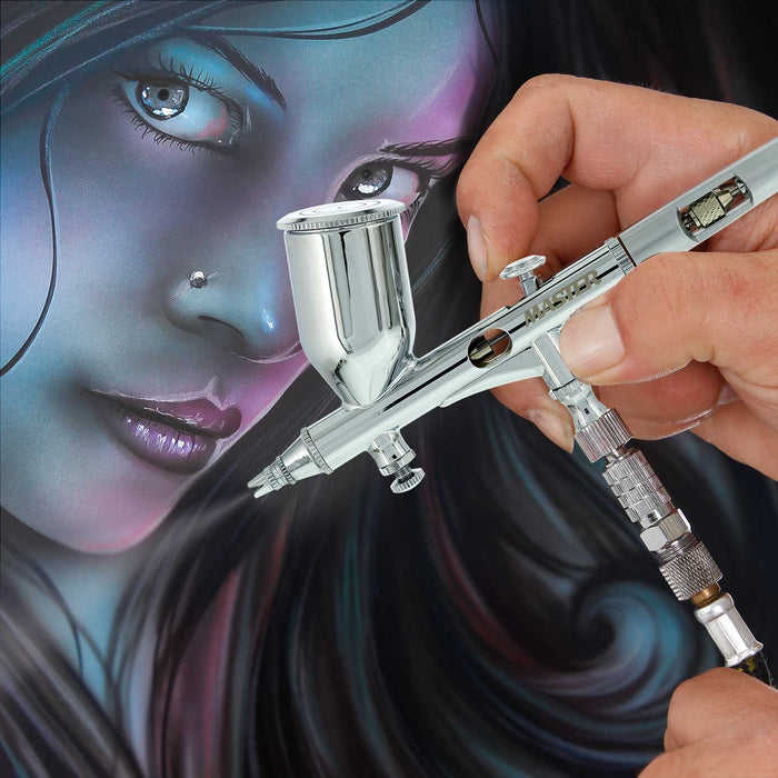 Master High Precision G45 Dual-Action Gravity Feed Airbrush, 0.2 mm Tip, Large 1/2 oz Cup, Air Control