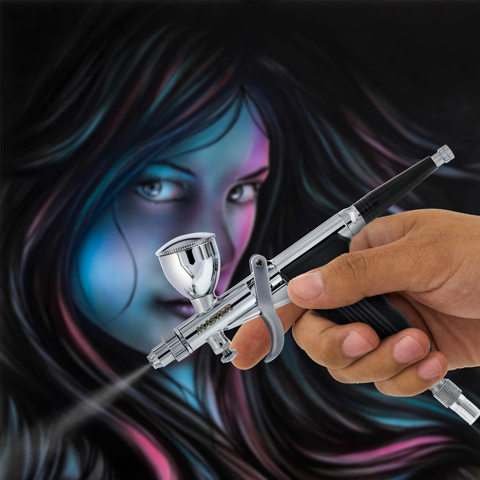 Pistol Trigger Dual-Action Gravity Feed Airbrush, Nozzles, Cups, Hose —  U.S. Art Supply