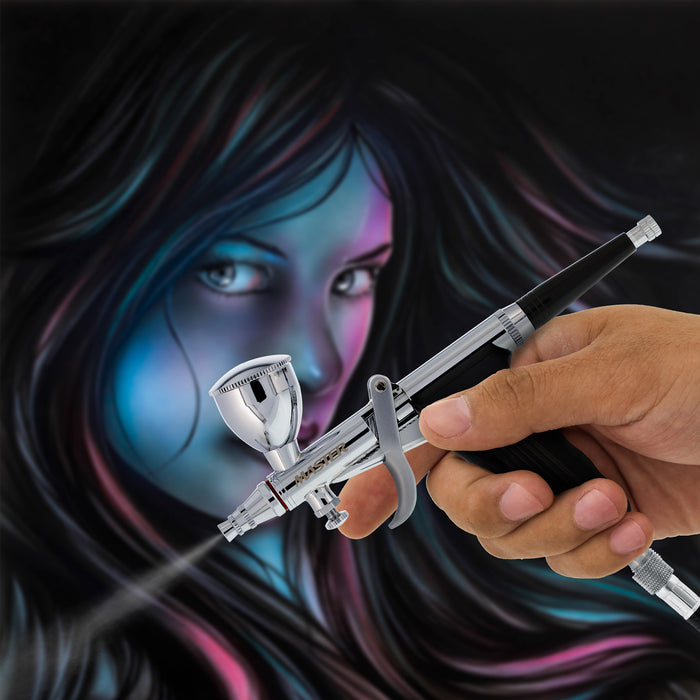 Master Hi-Flow G79 All-Purpose Pistol Trigger Gravity Feed Airbrush Set, 3 Nozzle Sets, 3 Cup Sizes & 6 ft. Air Hose