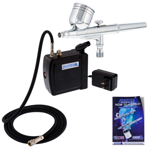 Master Airbrush Multi-Purpose with Mini Air Compressor, Gravity Feed Airbrush & Guide Book - Portable Airbrush Kit with Compressor for Nail Art