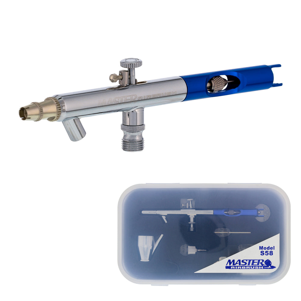 Master Performance S58 Multi-Purpose Precision Dual-Action Siphon Feed Airbrush, 0.35 mm Tip, 3/4 oz Bottle, 1/6 oz Color Cup, Cutaway Handle