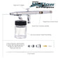 S62 Dual-Action Siphon Feed Airbrush Gun, 0.5mm Needle, 3/4 oz Bottle, Includes 6-Foot Braided Hose - Air Brush Guns for Painting and Aerografo