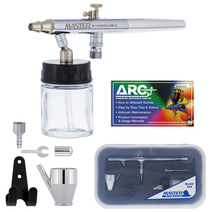 S68 Multi-Purpose Precision Dual-Action Siphon Feed Airbrush Gun with 0.35mm Tip, 3/4 oz Bottle & Cup - Air Brush Gun for Painting, Aerografo Artwork, Auto, Hobby & Cake
