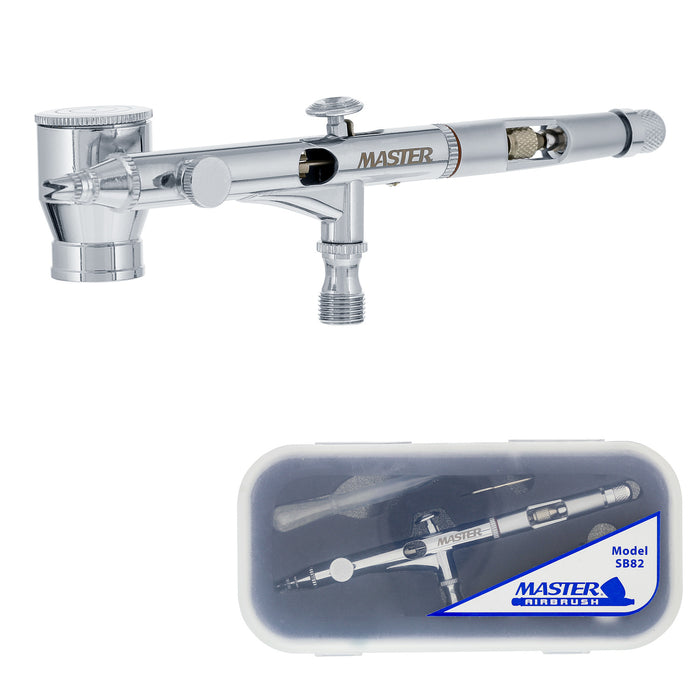 Master Airbrush SB82 High Precision Detail Control Dual-Action Side Feed Airbrush Set Kit with a 0.2mm Fluid Tip, 1/6 oz. Bowl Cup