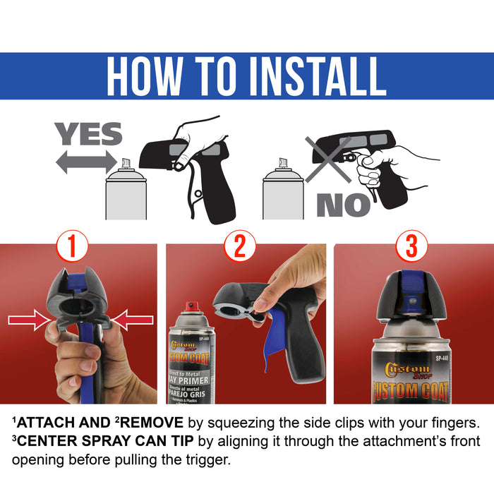 Instant Aerosol Trigger Handle (2 Pack) - Attach to Convert Spray Cans into Spray Guns - Universal Fit, Use on Spray Paint, Adhesives - Reusable, Clip-On & Off, Full Comfort Hand Grip