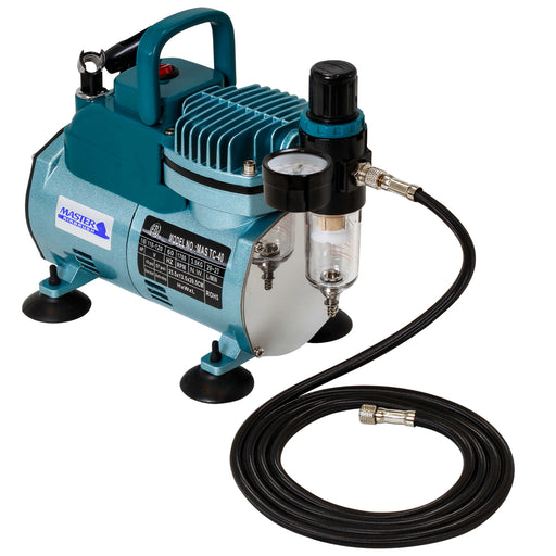 Master Airbrush Model TC-40 Air Brush Compressor Kit - Cool Runner Professional Single-Piston Airbrush Compressor with Regulator, Gauge, Water Trap