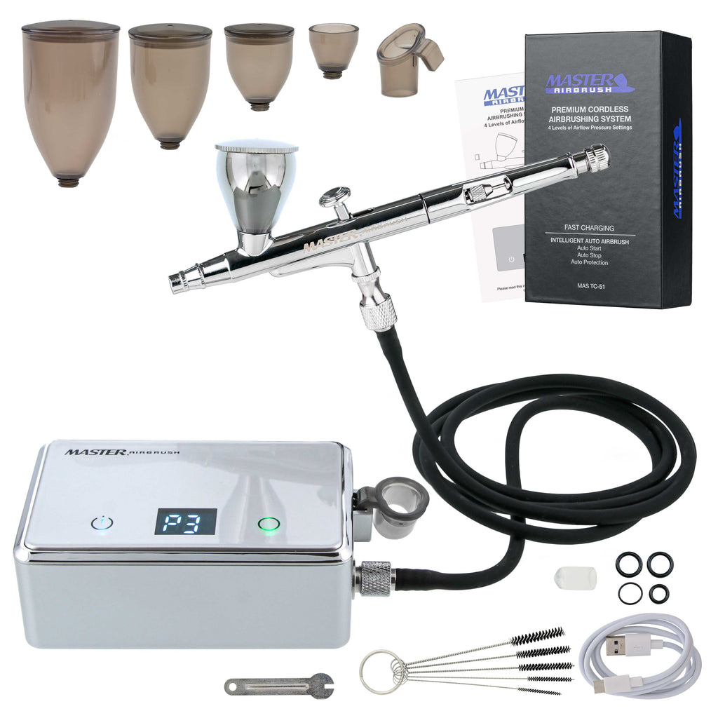Master Airbrush Kit Professionale Completo: Aerografo G44, Compressore TC-20T E 24 Colori Con Diluente E Pulitore - 5