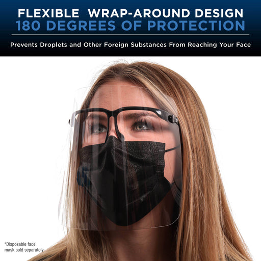Face Shields with Black Glasses Frames (20 Packs of 4) - Ultra Clear Protective Full Face Shields to Protect Eyes Nose Mouth - Anti-Fog PET Plastic