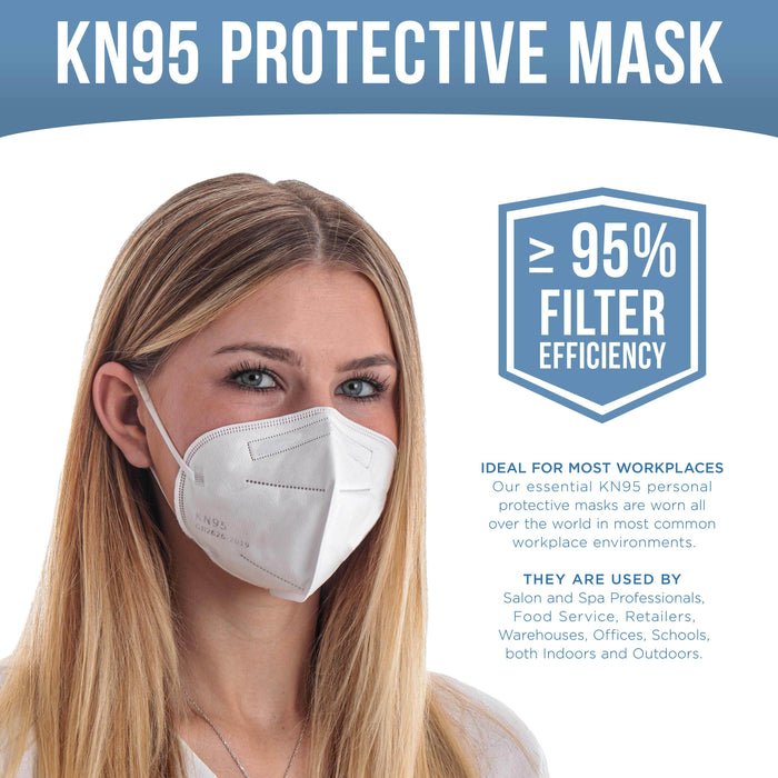 White KN95 Protective Masks, Box of 50 - Filter Efficiency ?95%, 5-Layers, Protection Against PM2.5 Dust, Pollen, Haze-Proof - Sanitary 5-Ply