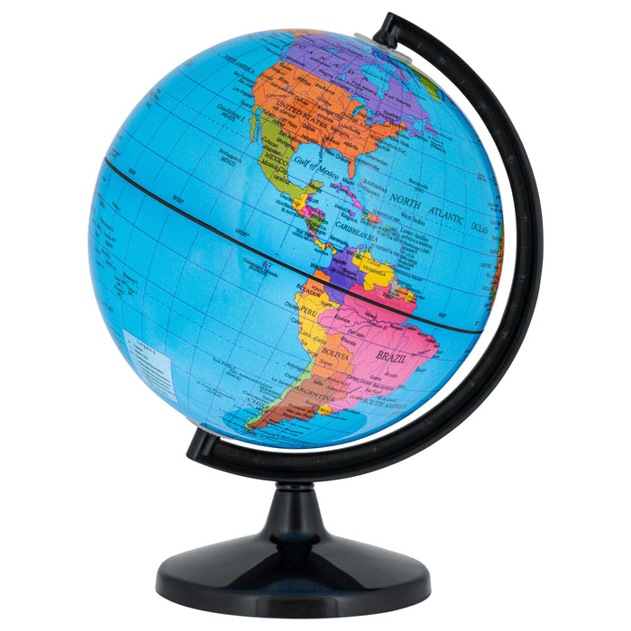 TCP Global 6" Blue Ocean World Globe with Black Base - Political Globe, Vertical Axis Rotation - Educational, Kids Learn Earth's Geography, Shelf Desk