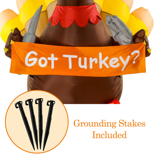 Christmas Masters Huge 7 Foot Inflatable Thanksgiving Turkey with Pilgrim Hat, Got Turkey Sign with Knife and Fork Indoor Outdoor Yard Lawn Decoration
