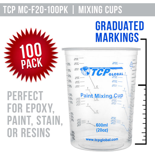 Canopus Mixing Cups for Epoxy and Resin, Measuring Cups, Graduated Paint Mixing Cups, Plastic Mixing Cups for Automotive and Art Projects, 10 Ounce