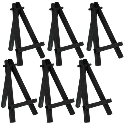 8" High Small Black Wooden Easel (6 Pack), A-Frame Canvas Stand Tripod, Small Painting Easels - Tabletop Easel for Painting, Canvases, Student Crafts, Event Signs Photos