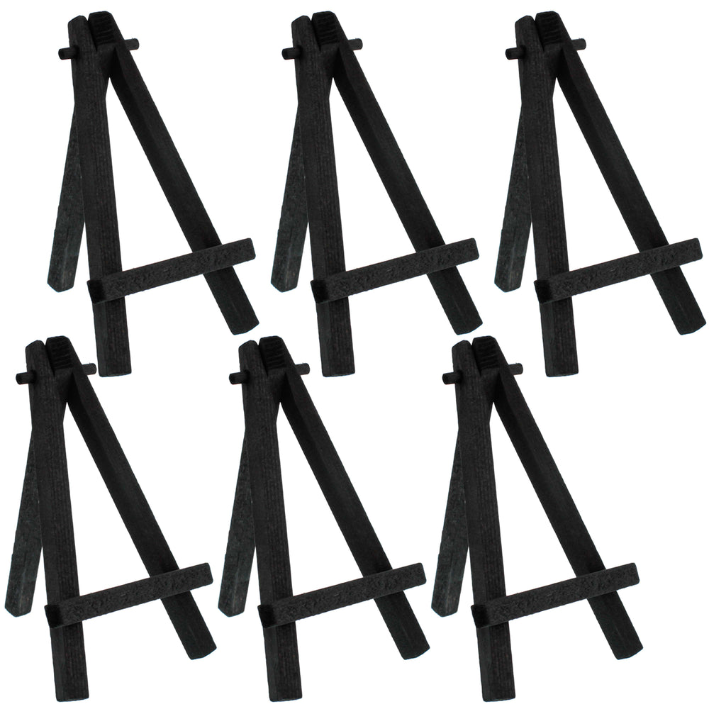 8" High Small Black Wooden Easel (6 Pack), A-Frame Canvas Stand Tripod, Small Painting Easels - Tabletop Easel for Painting, Canvases, Student Crafts, Event Signs Photos