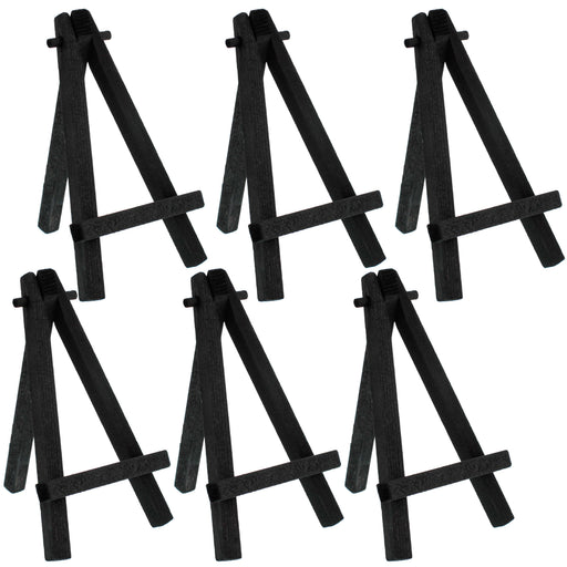 8" High Small Black Wooden Easel (6 Pack), A-Frame Canvas Stand Tripod, Small Painting Easels - Tabletop Easel for Painting, Canvases, Student Crafts, Event Signs Photos
