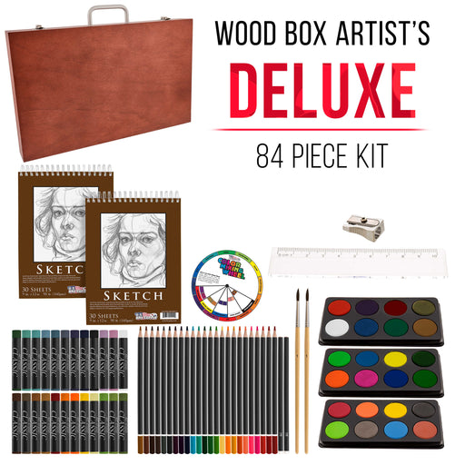 Deluxe Wood Case With Drawer And 142 Piece Art Supplies, For Creative  Beginning Artists, Art Gift Set For Young Artists Or Art Beginners