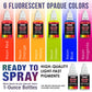 6 Color Fluorescent Acrylic Neon Airbrush Paint Set with Reducer & Cleaner, Ready to Spray, 1 oz. Bottles