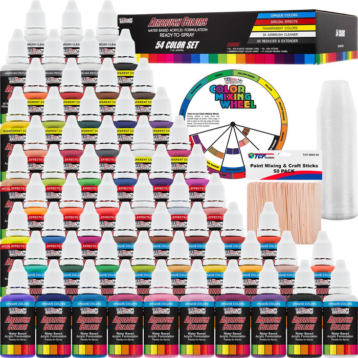 54 Color Acrylic Airbrush Paint Set — U.S. Art Supply