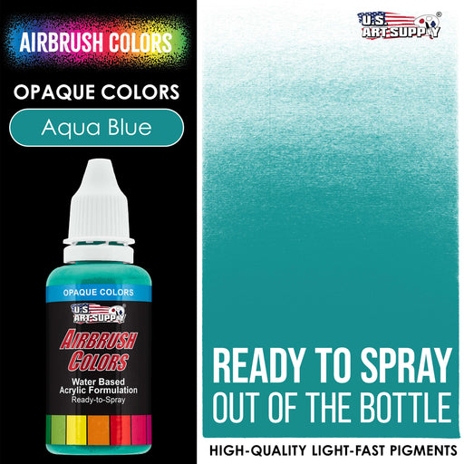 Aqua Blue, Opaque Acrylic Airbrush Paint, 1 oz.