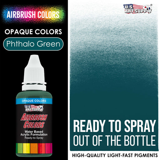 Phthalo Green, Opaque Acrylic Airbrush Paint, 1 oz.