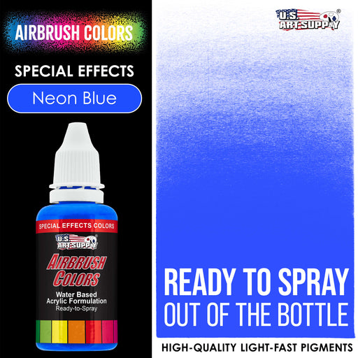 Neon Blue, Fluorescent Special Effects Acrylic Airbrush Paint, 1 oz.