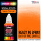 Neon Orange, Fluorescent Special Effects Acrylic Airbrush Paint, 1 oz. Ready to Spray