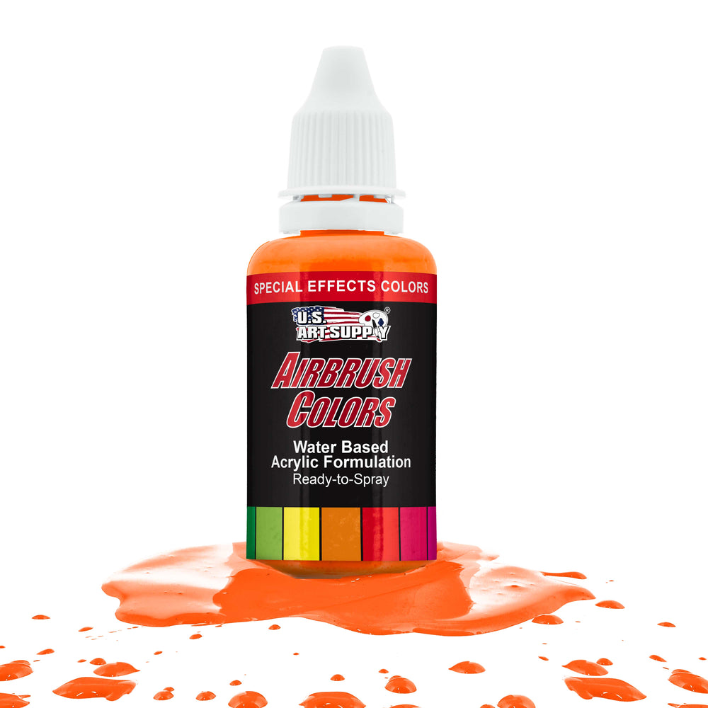 Neon Orange, Fluorescent Special Effects Acrylic Airbrush Paint, 1 oz.