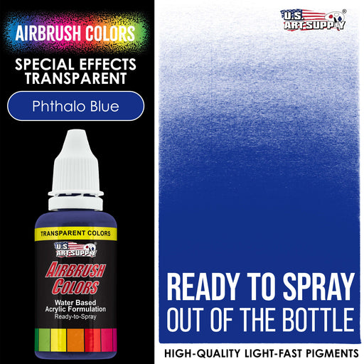 Phthalo Blue, Transparent Acrylic Airbrush Paint, 1 oz.