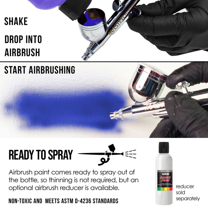 U.S. Art Supply Opaque White Acrylic Special Effects Airbrush Paint - 8oz Ready to Spray Air Brush Paint for Nails, Models, Fabric - Water-Based Air Brush Painting