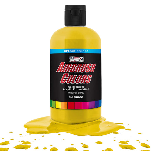 U.S. Art Supply Opaque Bright Yellow Acrylic Special Effects Airbrush Paint - 8oz Ready to Spray Air Brush Paint for Nails, Models, Fabric