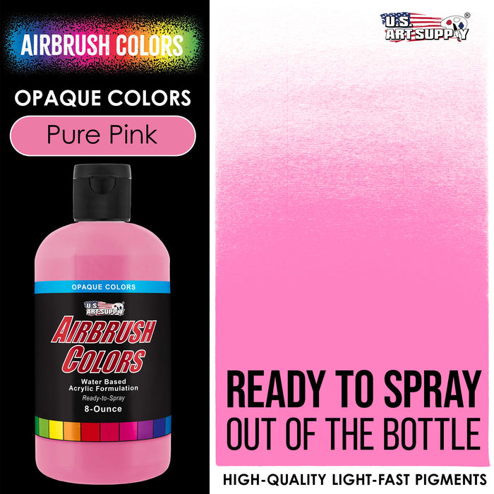 U.S. Art Supply Opaque Pure Pink Acrylic Special Effects Airbrush Paint - 8oz Ready to Spray Air Brush Paint for Nails, Models, Fabric - Water-Based Air Brush Painting