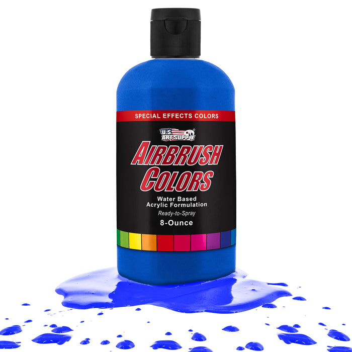 U.S. Art Supply Neon Blue Acrylic Special Effects Airbrush Paint - 8oz Ready to Spray Air Brush Paint for Nails, Models, Fabric - Water-Based Air Brush Painting