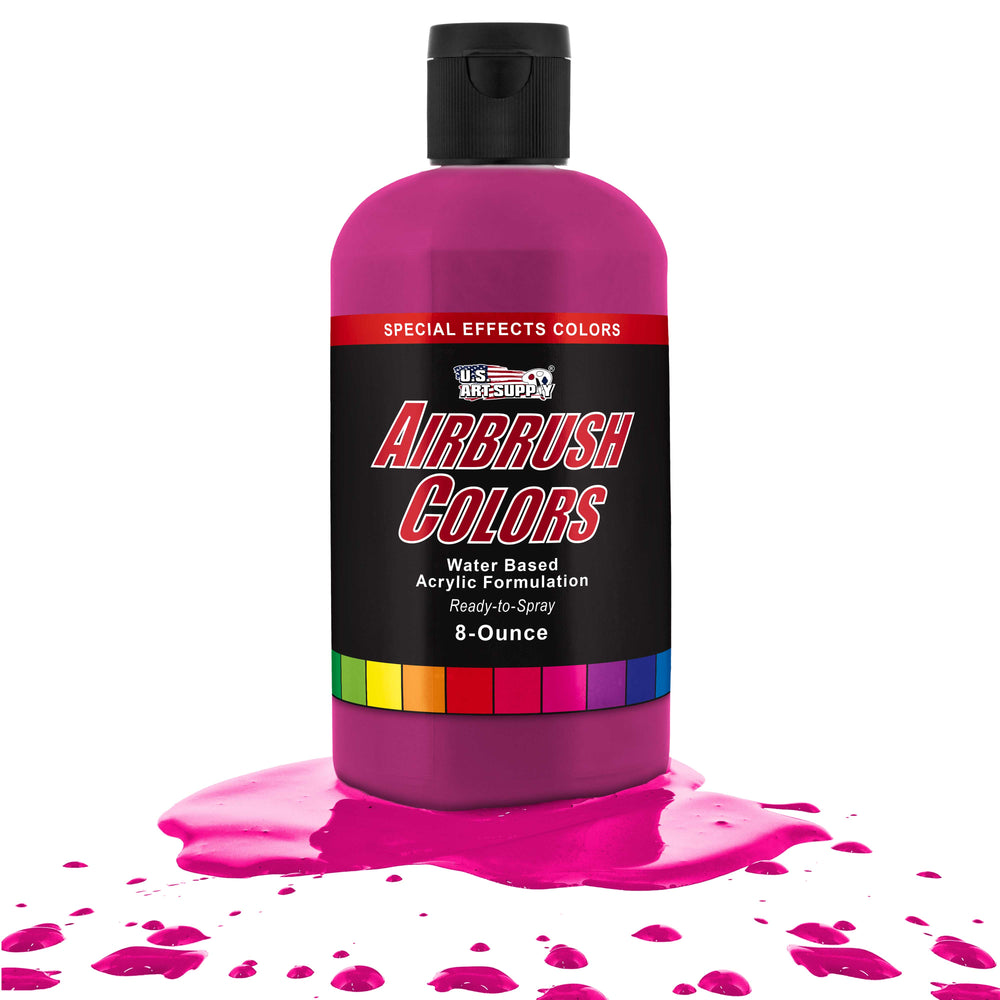 U.S. Art Supply Neon Magenta Acrylic Special Effects Airbrush Paint - 8oz Ready to Spray Air Brush Paint for Nails, Models, Fabric - Water-Based Air Brush Painting