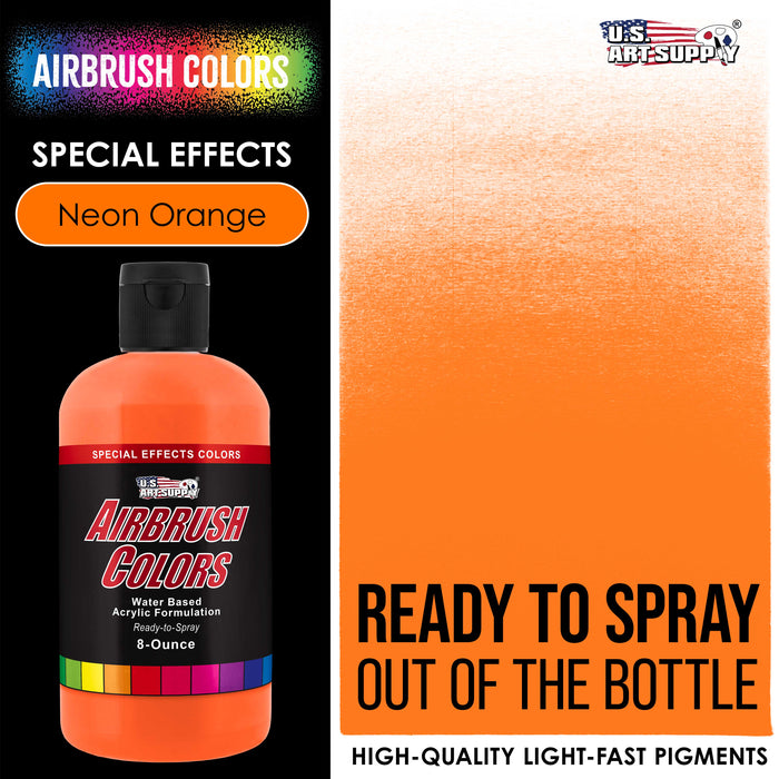 Neon Orange, Fluorescent Special Effects Acrylic Airbrush Paint, 8 oz.