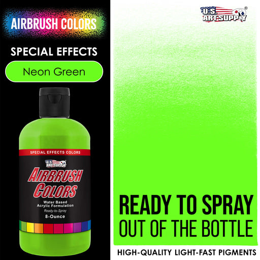 Neon Green, Fluorescent Special Effects Acrylic Airbrush Paint, 8 oz.