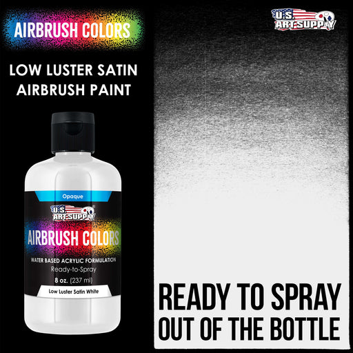 U.S Art Supply Low Luster Satin White Airbrush Paint, 8 oz - Premium Ready to Spray Water-Based Acrylic Paint - Artist Painting Models, Canvas, Metal