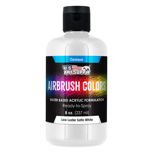 U.S Art Supply Low Luster Satin White Airbrush Paint, 8 oz - Premium Ready to Spray Water-Based Acrylic Paint - Artist Painting Models, Canvas, Metal