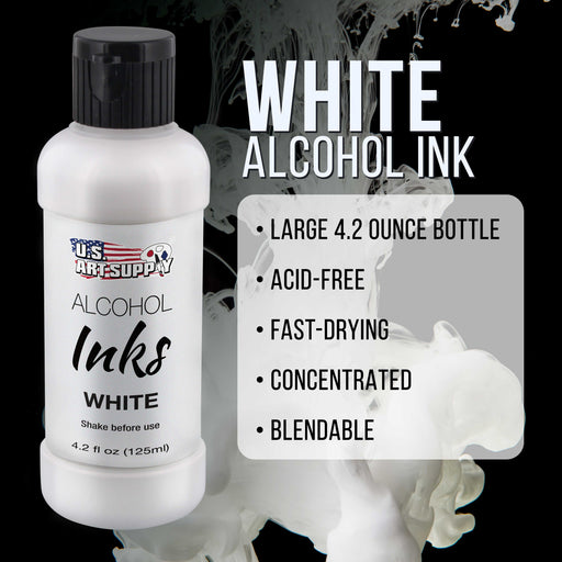 White Alcohol Ink - 4.2-oz Bottle - Vibrant Highly Concentrated Pigment Dye Paint for Epoxy Resin Art Painting & Crafts
