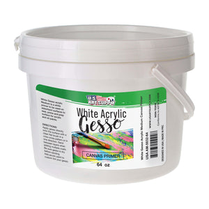 White Gesso Primer - 64oz, for Oil & Acrylic Paint - Superior Coverage, Canvas Prep, Mixable White Gesso Paint Artists