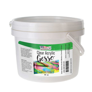 Clear Gesso Primer - 64oz, for Oil & Acrylic Paint - Superior Coverage, Canvas Prep, Mixable Clear Gesso Paint Artists