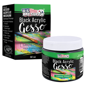 Black Gesso Primer - 16.9oz (500ml) for Oil & Acrylic Paint - Superior Coverage, Canvas Prep, Mixable White Gesso Paint Artists
