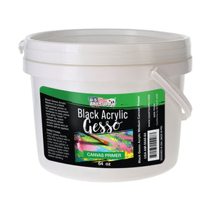 Black Gesso Primer - 64oz, for Oil & Acrylic Paint - Superior Coverage, Canvas Prep, Mixable White Gesso Paint Artists