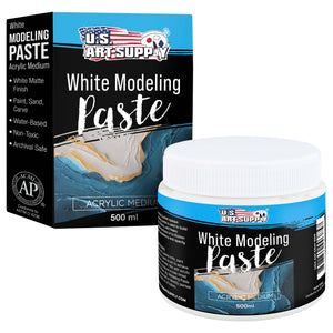 Acrylic Modeling Paste White - 16.9oz (500ml) Lightweight, Flexible, Mixable, Sandable, and Archival-Safe