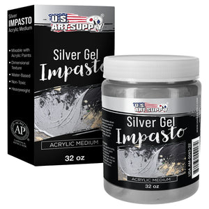 Impasto Silver Acrylic Gel Medium, 32oz - Layering & Extending Acrylic Paint