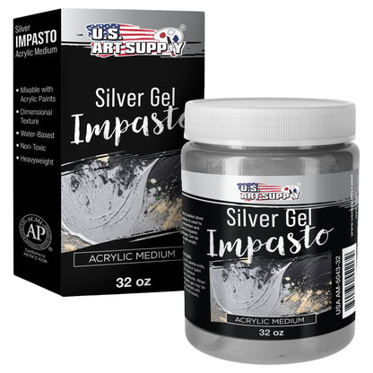 Impasto Silver Acrylic Gel Medium, 32oz - Layering & Extending Acrylic Paint