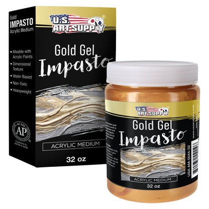 Impasto Gold Acrylic Gel Medium, 32oz - Layering & Extending Acrylic Paint