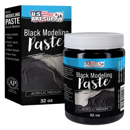 Acrylic Modeling Paste Black - 32oz, Lightweight, Flexible, Mixable, Sandable, and Archival-Safe