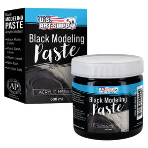 Acrylic Modeling Paste Black - 16.9oz (500ml) Lightweight, Flexible, Mixable, Sandable, and Archival-Safe