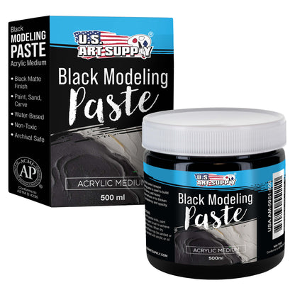 Acrylic Modeling Paste Black - 16.9oz (500ml) Lightweight, Flexible, Mixable, Sandable, and Archival-Safe