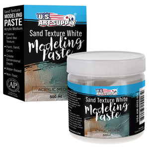 Acrylic Modeling Paste Sand Texture White - 16.9oz (500ml) Lightweight, Flexible, Mixable, Sandable, and Archival-Safe